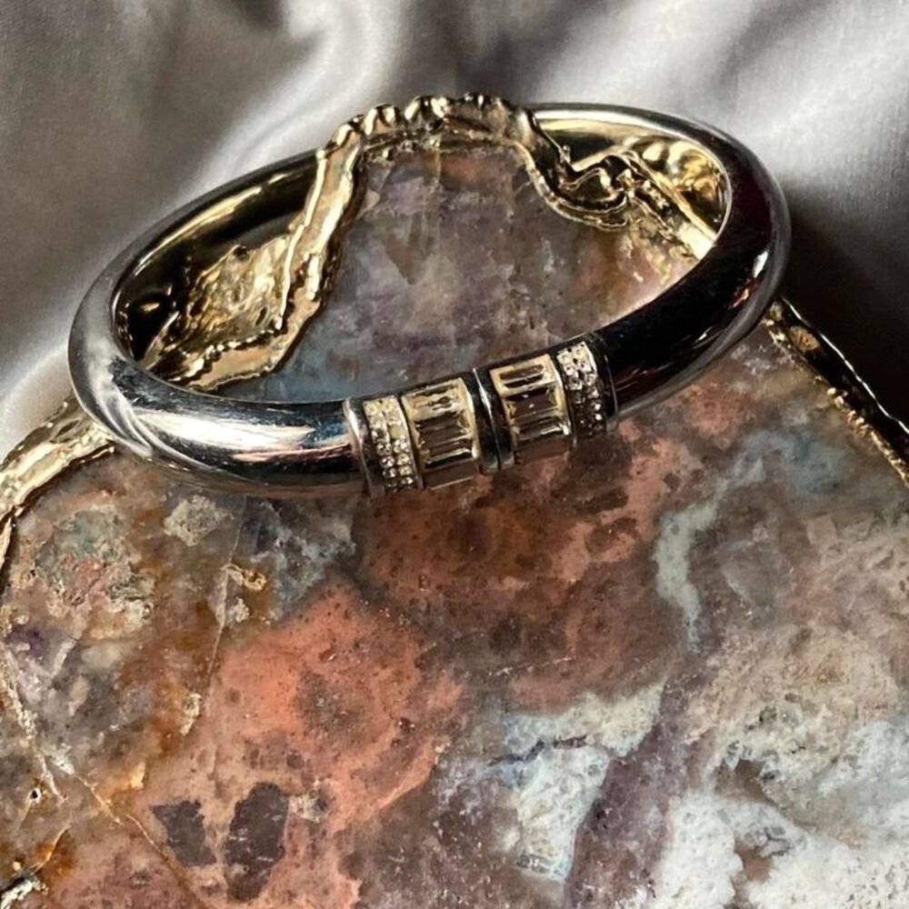 Michael Kors vintage Black and silver bangle with rhinestones